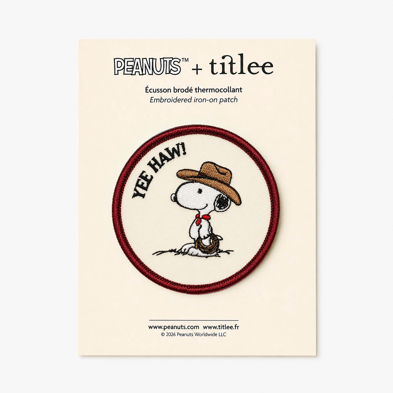 Écusson brodé Snoopy Yee Haw! – 7,5 cm - Titlee x Peanuts