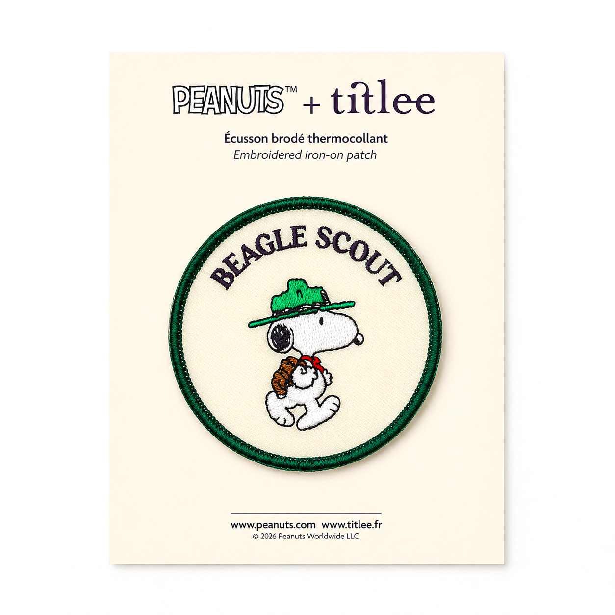 Écusson brodé Snoopy Beagle Scout – 7,5 cm - Titlee x Peanuts