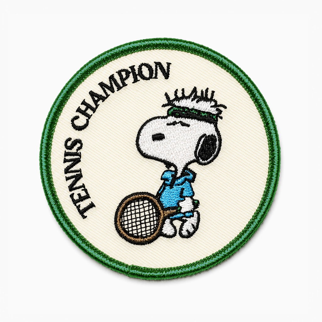 Écusson brodé Snoopy Tennis Champion – 7,5 cm