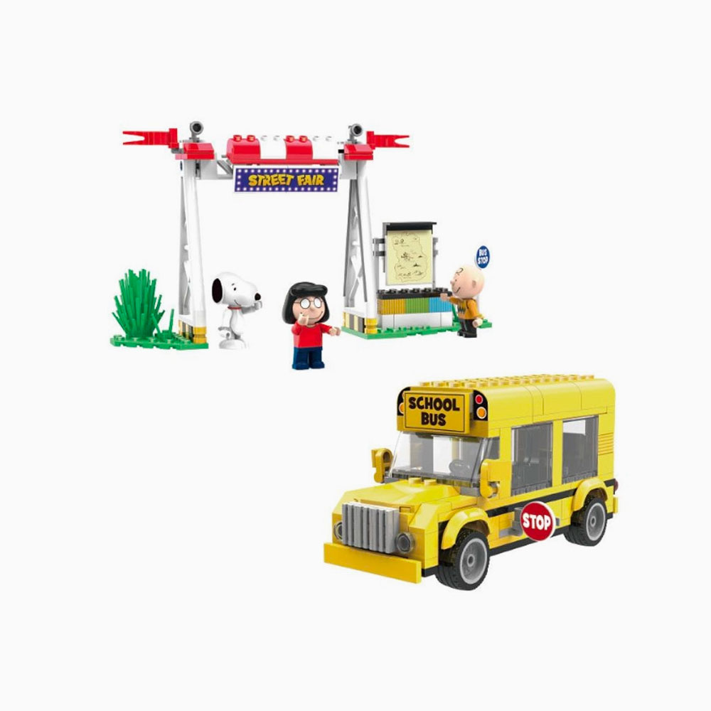Set de construction Snoopy Street Fair – Bus scolaire – K-Wonderland