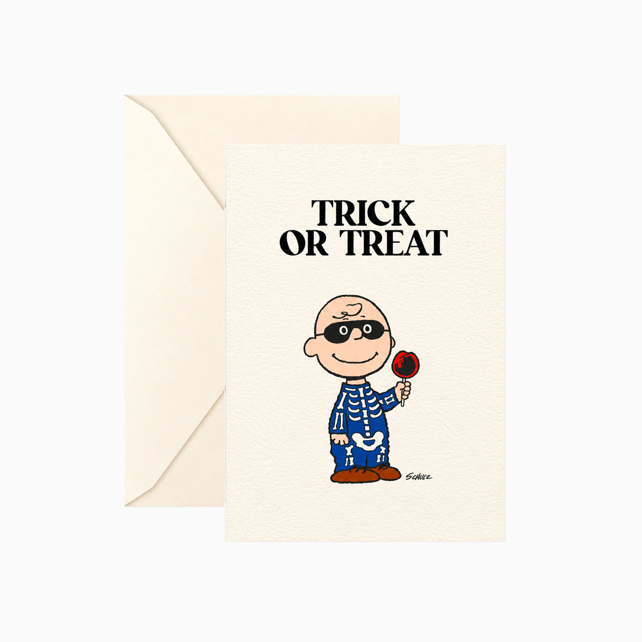 Carte double Snoopy « Trick or Treat Charlie » avec enveloppe