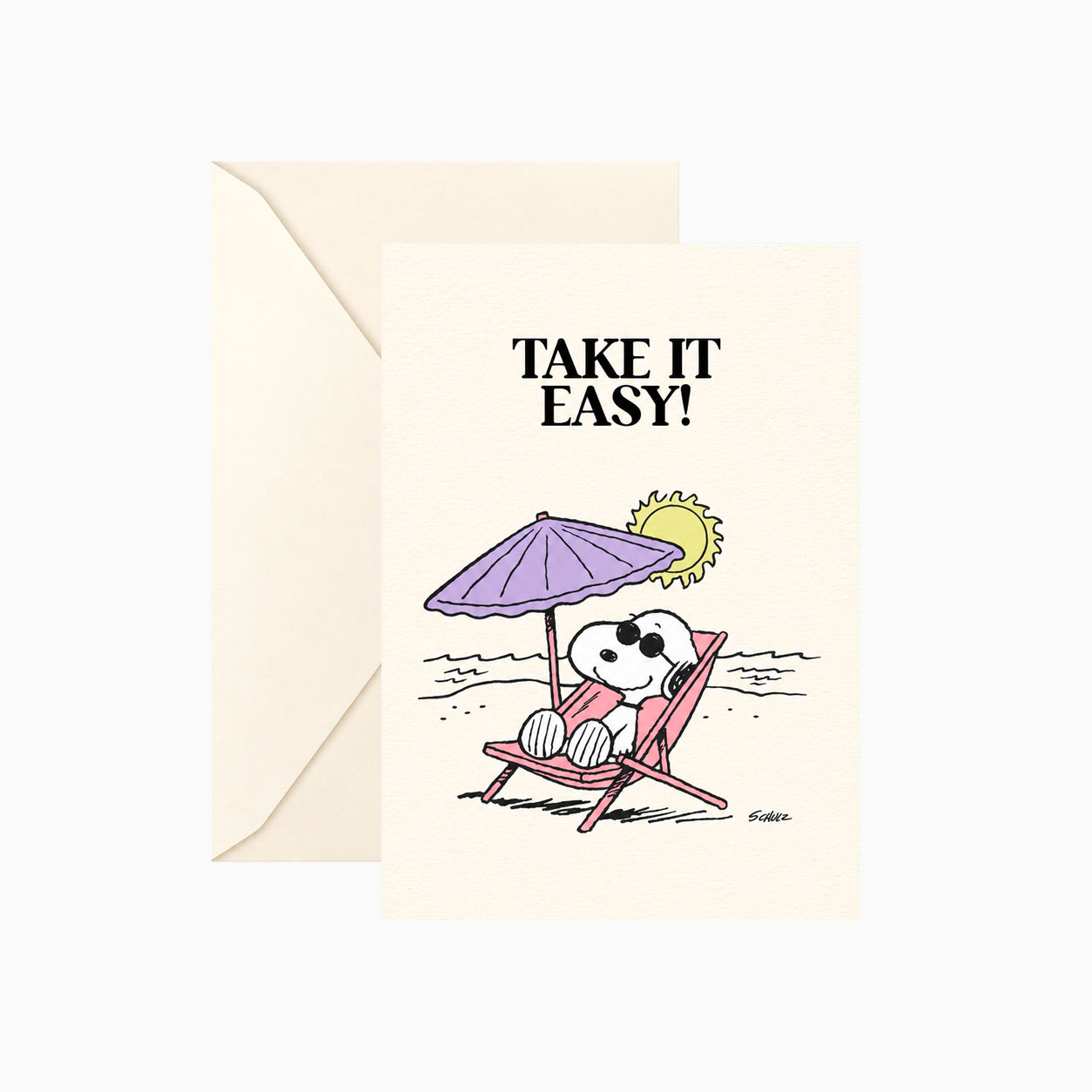 Carte double Snoopy "Take it easy!" avec enveloppe Titlee x Peanuts