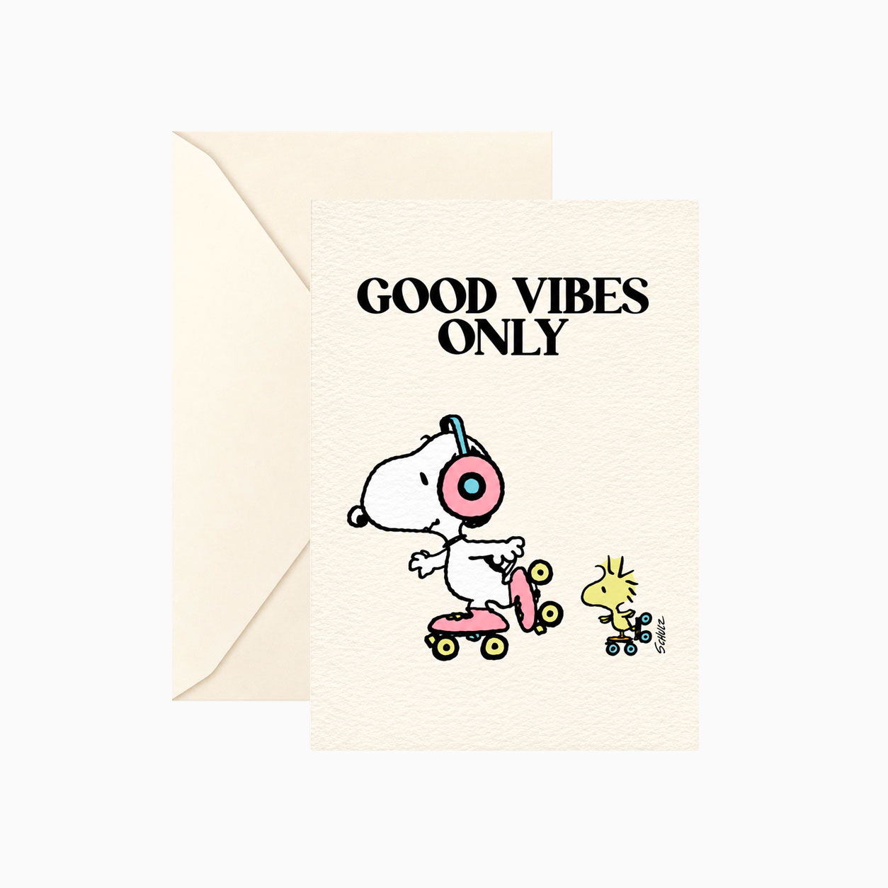 Carte double Snoopy "Good vibes only" avec enveloppe Titlee x Peanuts