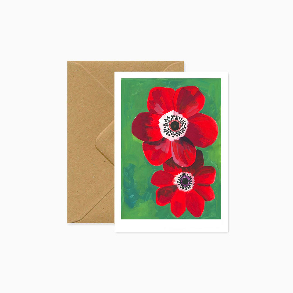 A6 Card Two anemones with envelope by Marina Vandel