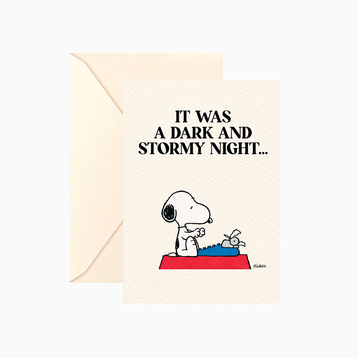 Carte double Snoopy « It was a dark and stormy night... » avec enveloppe