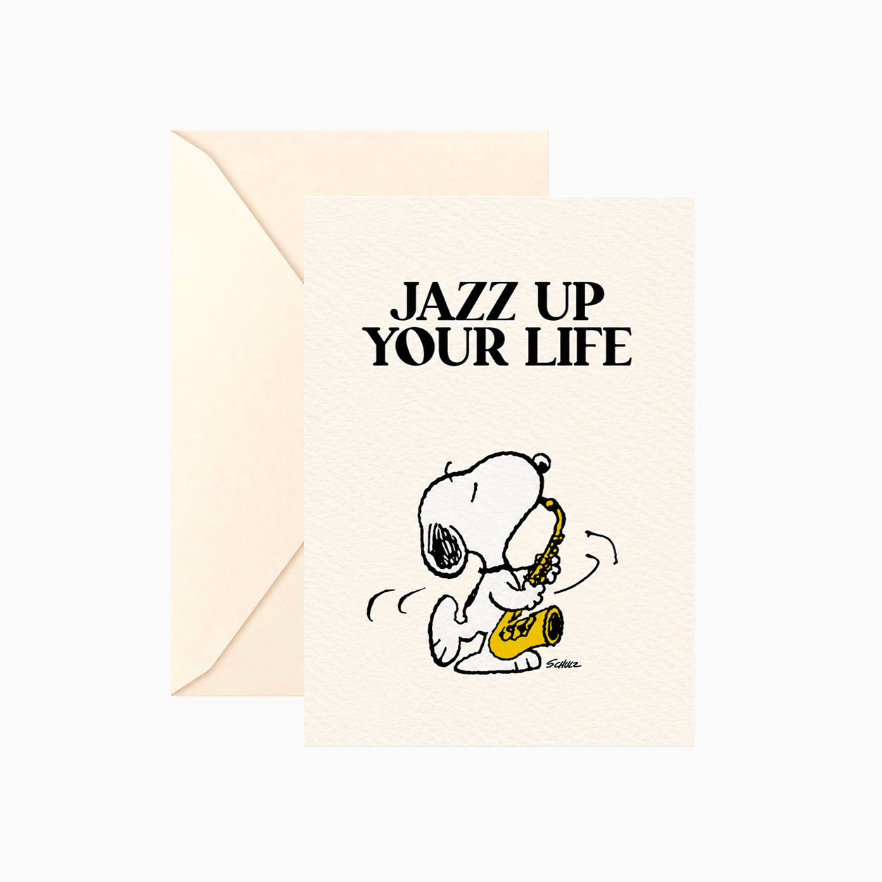 Carte double Snoopy « Jazz up your life » avec enveloppe