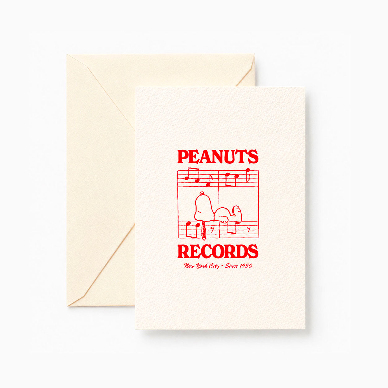 Carte double Snoopy « Peanuts Record 3 » avec enveloppe