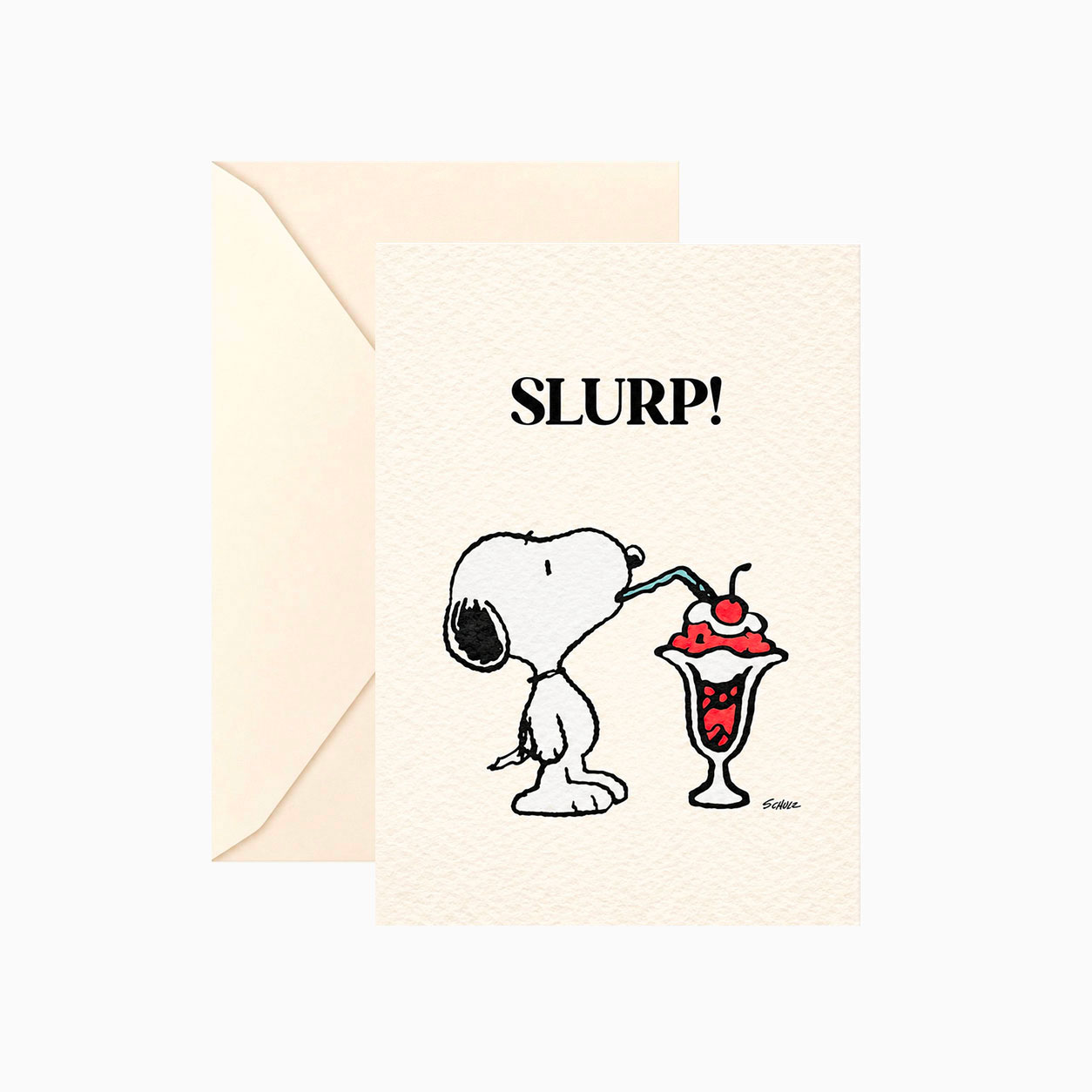 Carte double Snoopy "Slurp!" avec enveloppe